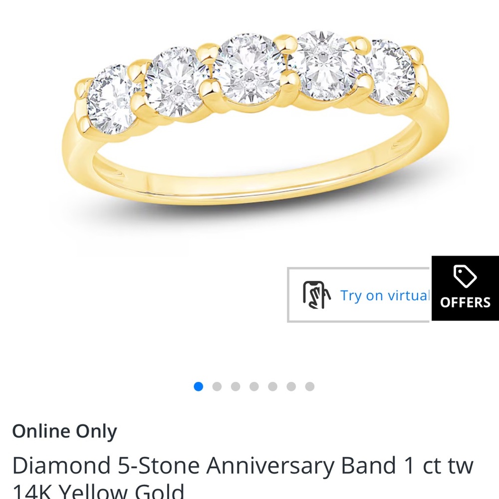 14K Gold Diamond 5-Diamond Anniversary Band